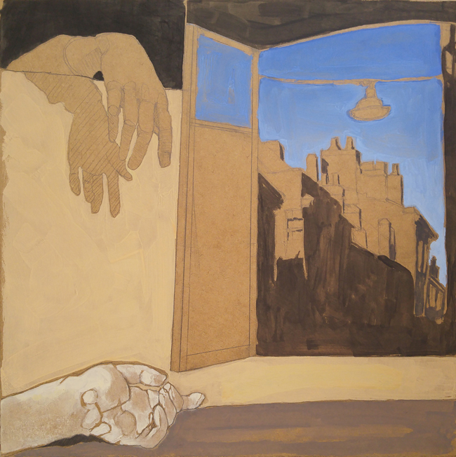 Deux mains - 40x40 - tempera